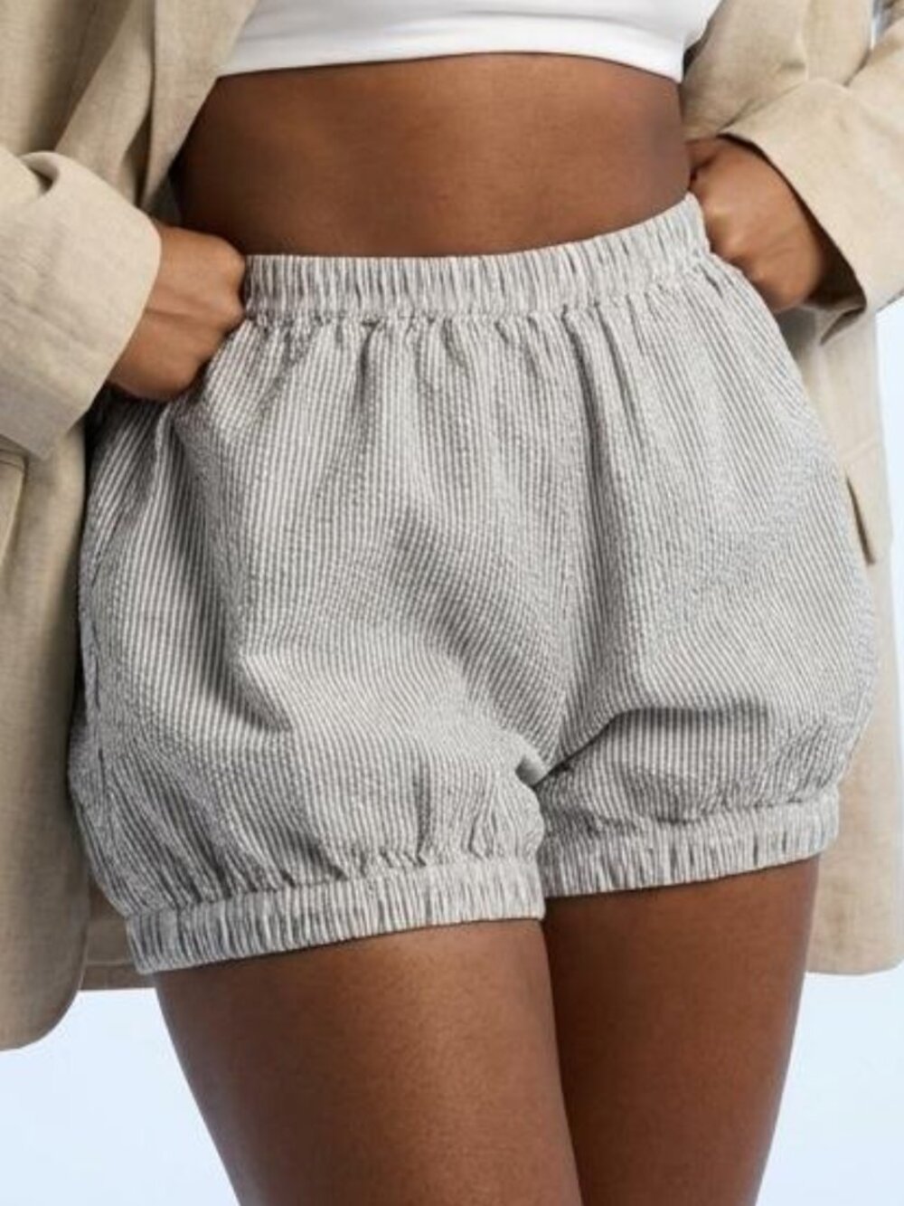 NWOT American Apparel Seersucker Bloomer Shorts XS/S 100% Cotton Made in America